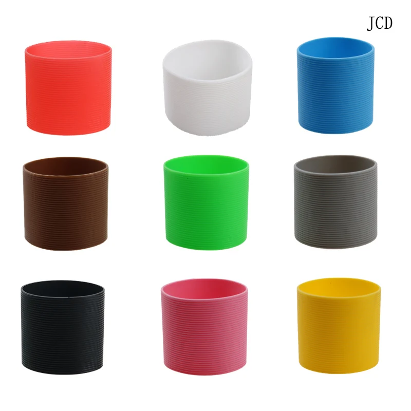 JCD 6cm Colorful Silicone Heat Insulated Cup Sleeve Stripes Dense Stripes Design Non-slip wraps For Mugs Ceramic Cup plumy