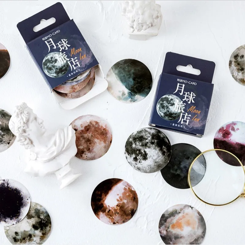 

46pcs/box stickers into the Moon Hotel kids sticker scrapbooking Mars sun planet universe star 3D Milky Way Planet