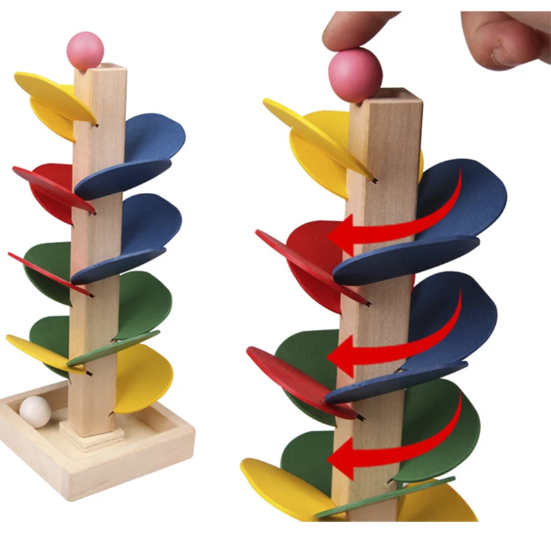 Colorful Tree Marble Ball Run Track Building Blocks Kids Wooden Toys Montessori Learning Educational Toys for Children Gifts