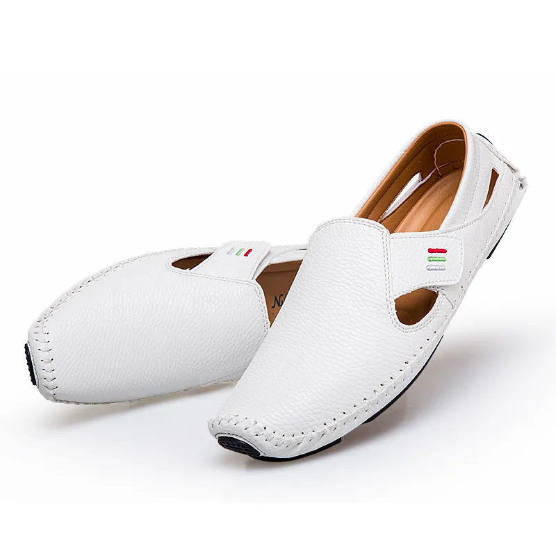 Mens moccasins Plus size 47 48 white leather sneakers male elegant style summer shoes man dress formal shoes