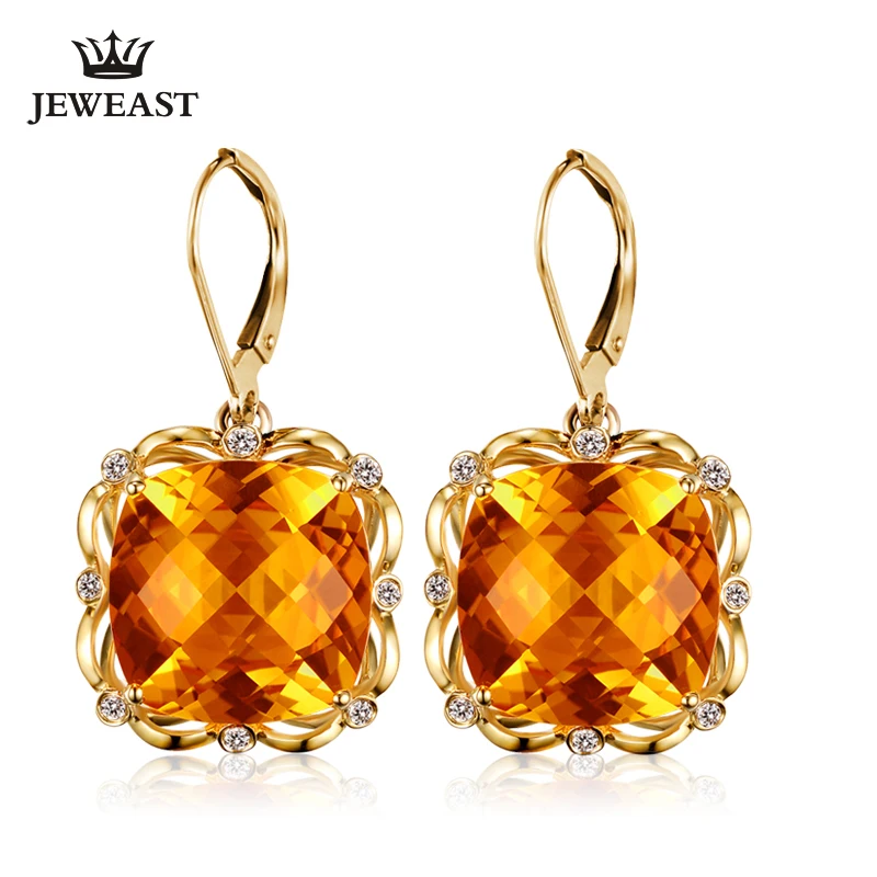 

SLFD Natural citrine 18K Pure Gold Earring Real AU 750 Solid Gold Earrings Diamond Trendy Fine Jewelry Hot Sell New 2023