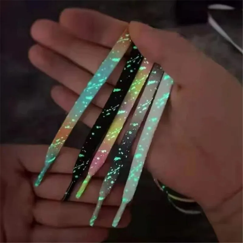 1 Pair Flat Luminous Shoelace Men Women Shoe Laces Glowing Led Fluorescent Shoelace for Sneakers Canvas Boots Shoes Strings
