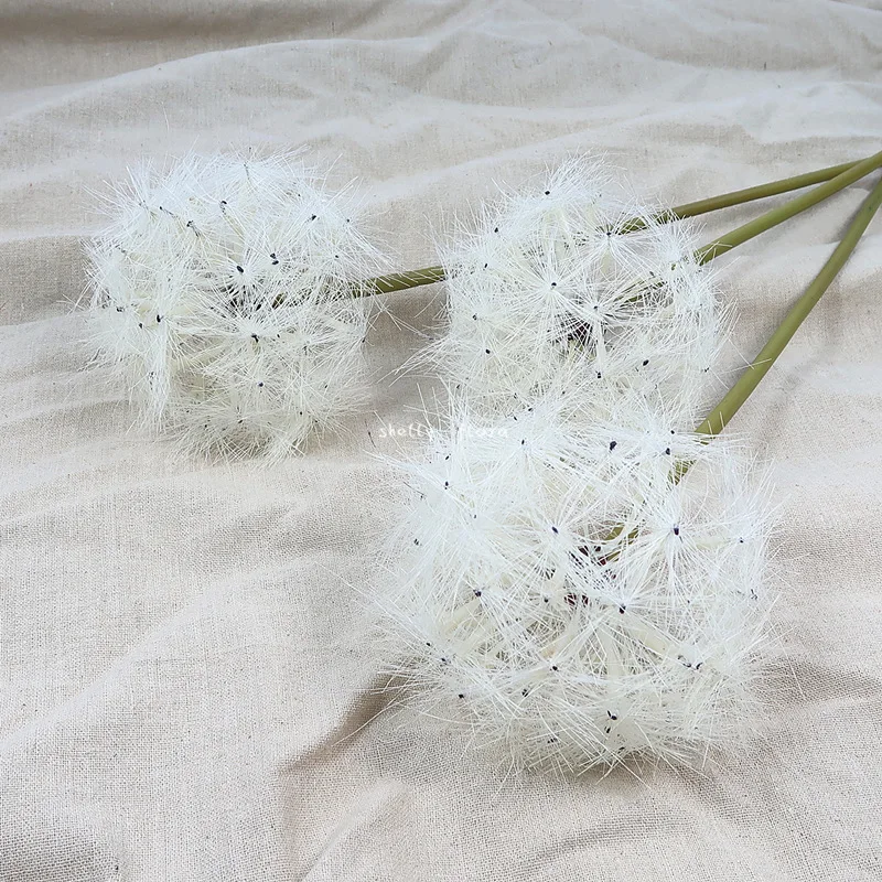 Fake white flower artificial dandelion ball branch garden wedding party home decoration