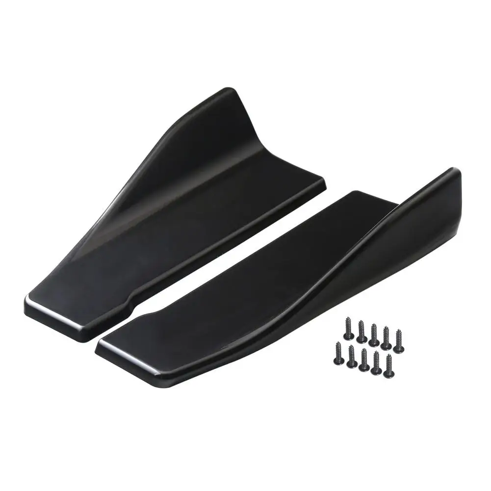 2PCS Car Auto Universal Blade Rear Shovel Glossy ABS Black Anti-Scratch Car Rear Bumper Lip Wrap Angle Diffuser Splitter Canard