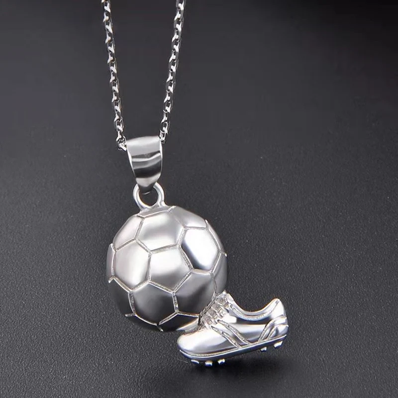 Huitan Play Football Shape Pendant Sporty Jewelry Salute to Football Charm Necklace Birthday Party Gift Nice Option Soccer Fans