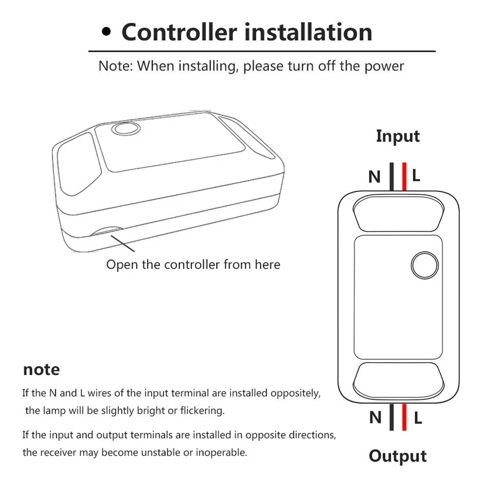 CACAZI Wireless Smart Push Switch Light 433Mhz 300M RF Remote Control AC 100V-240V Receiver 2000W Wall Panel Button Ceiling Lamp