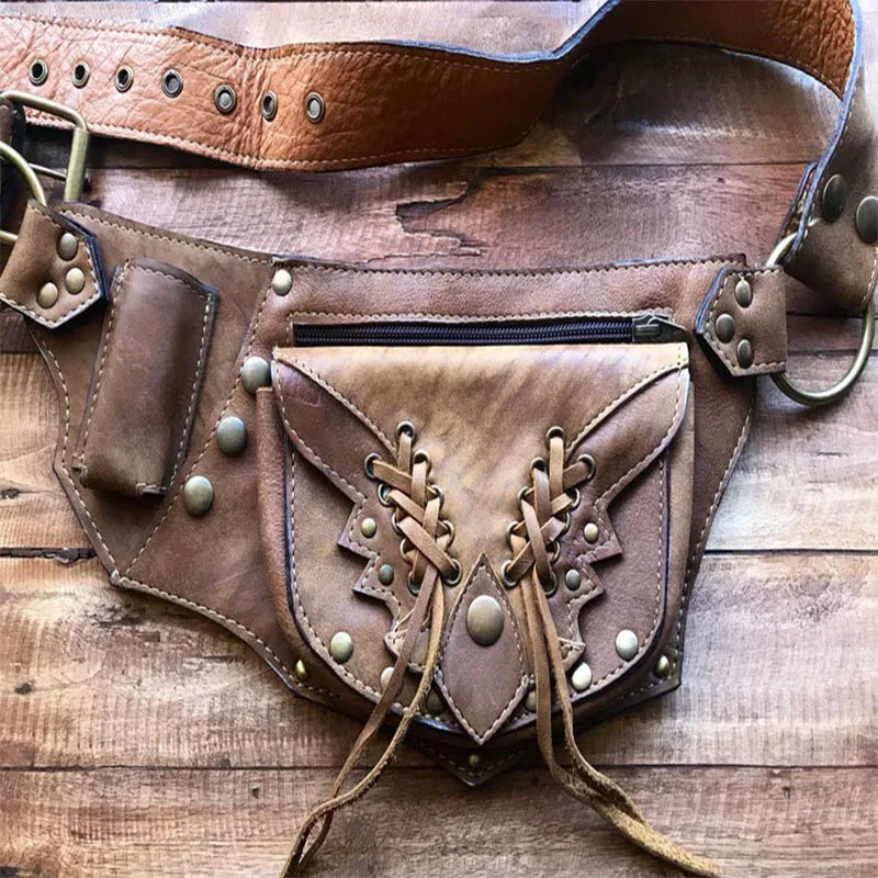 Bolsa medieval de couro Steampunk para homens e mulheres, bolsa para cintura, acessório de bolso, bolsa boho viking pirata cosplay, cinto de quadril utilitário