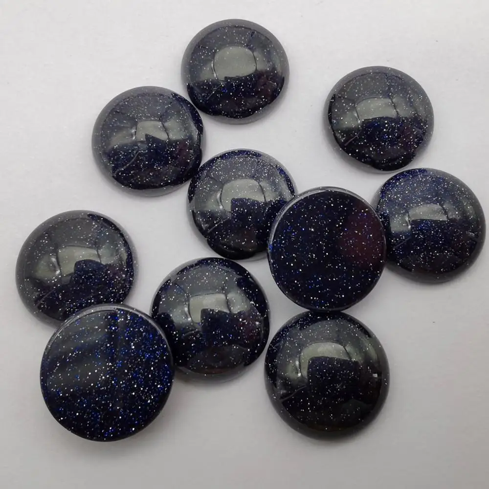 16MM Blue Sandstone Stone Round CAB GEM Cabochon Jewelry For Gift Bead (10 Pcs/Lot) H240