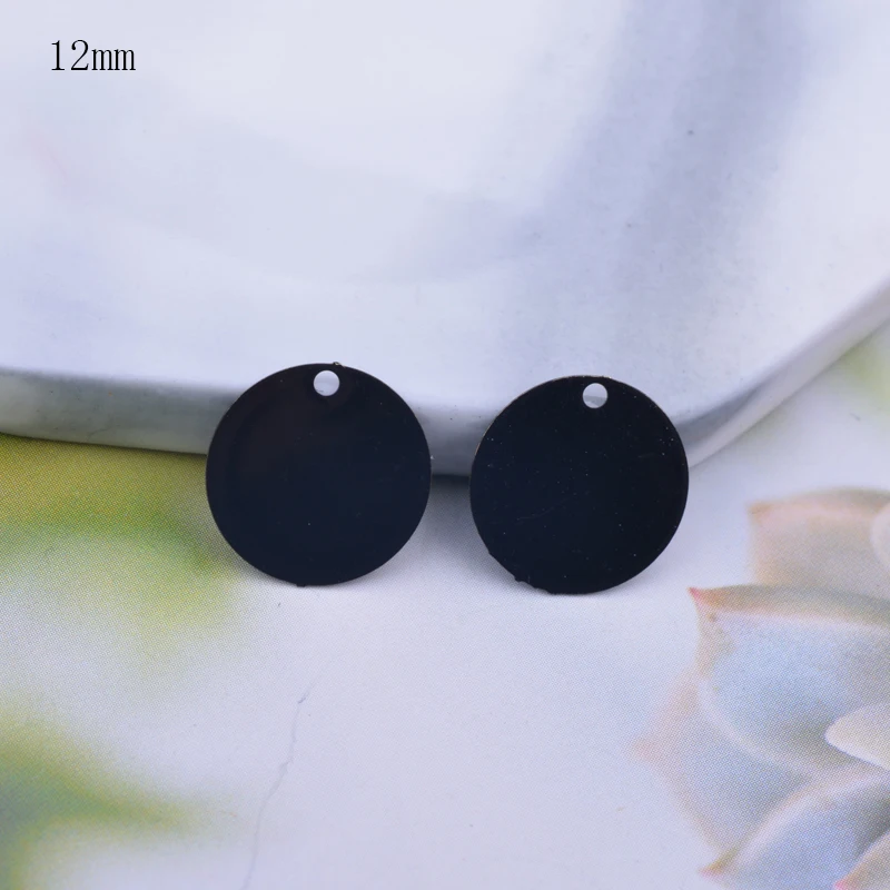 12pcs Small Round Charms Black Square Shape Pendant laser Cut Brass Jewelry DIY Earring
