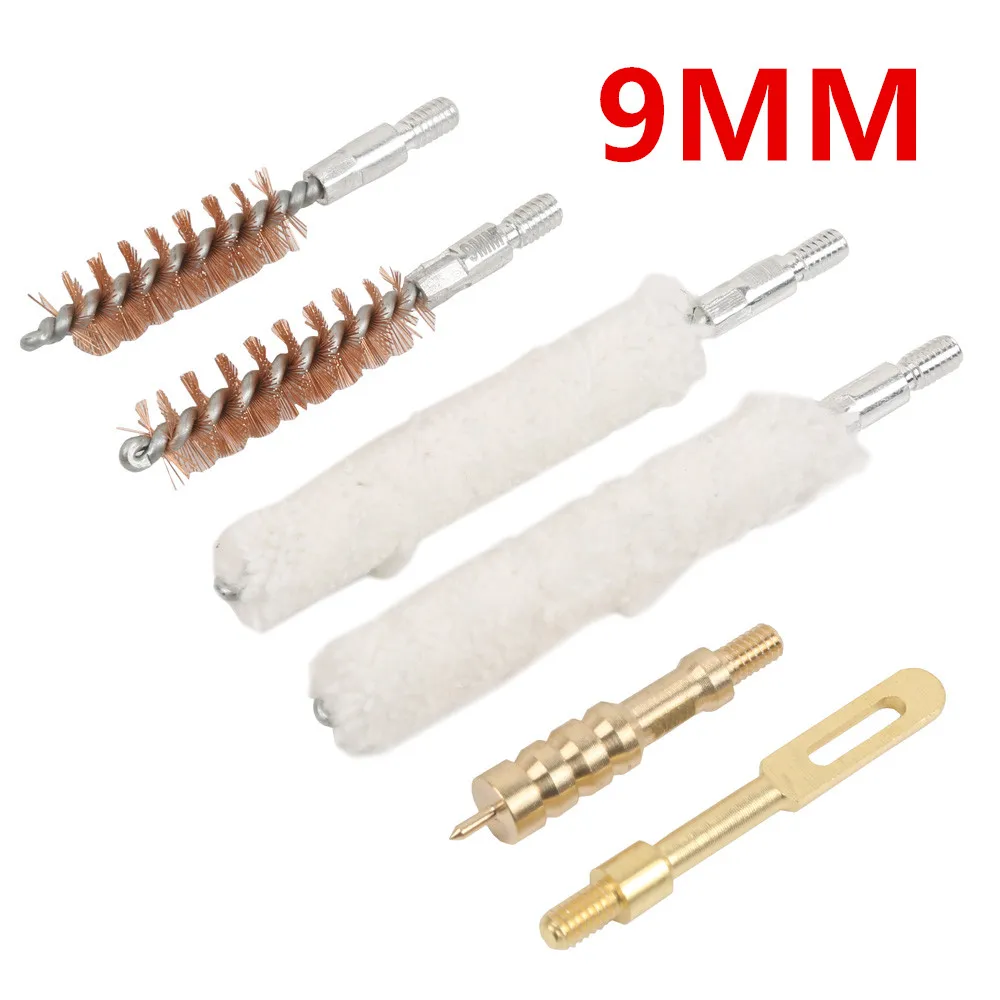 Gun Cleaning Rod Brush Head Kit .30cal .22cal 9mm Rifle Pistol Cleaning Tool 6pcs