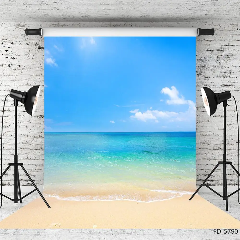 Sand Beach Scenery Photographic Backdrop Computer Printed Fond Background for Children Baby Portrait Photoshoot Photo Studio