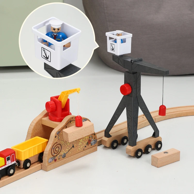 Railway Wooden Track Accessories All Kinds of Magnetic Train Crane Toy Compatible for Biro Wood Tracks Kids Educational Toy