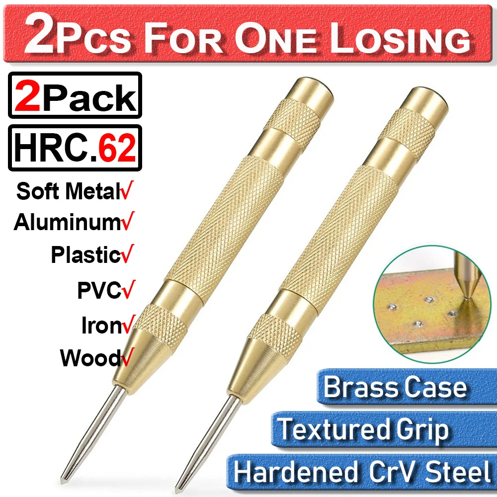 5 Automatic Center Punch Bodied Spring Loaded Marking Starting Holes Tool HSS Center Punch Stator Punching Marker Drill Bit