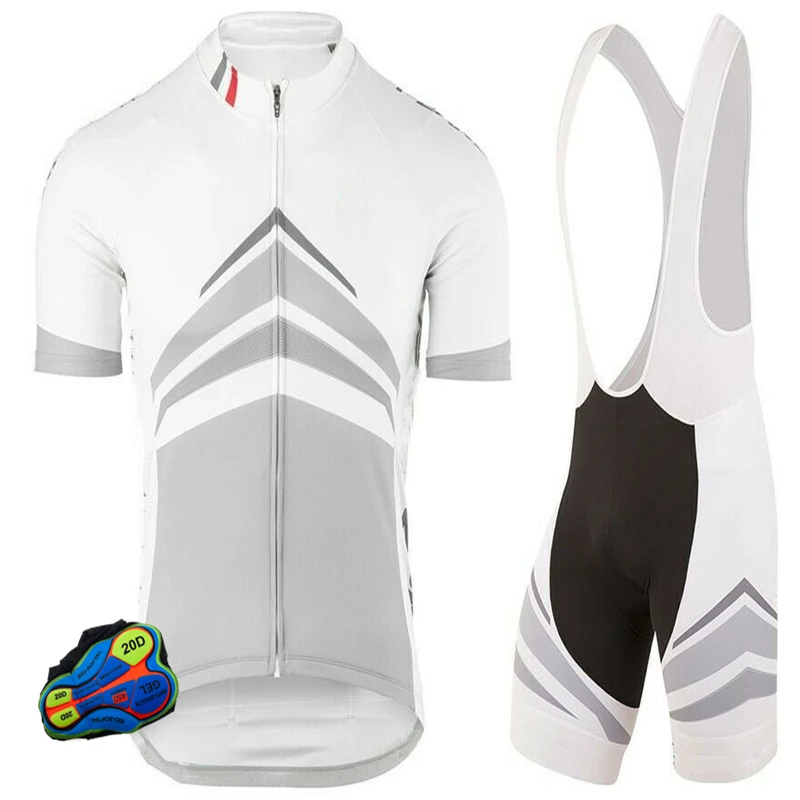 Quick-Drying Short Sleeve Cycling Suit Full Zipper Top and Bottom Bib Shorts Kit  Bike Jersey Set Cycling Clothing With Pocket