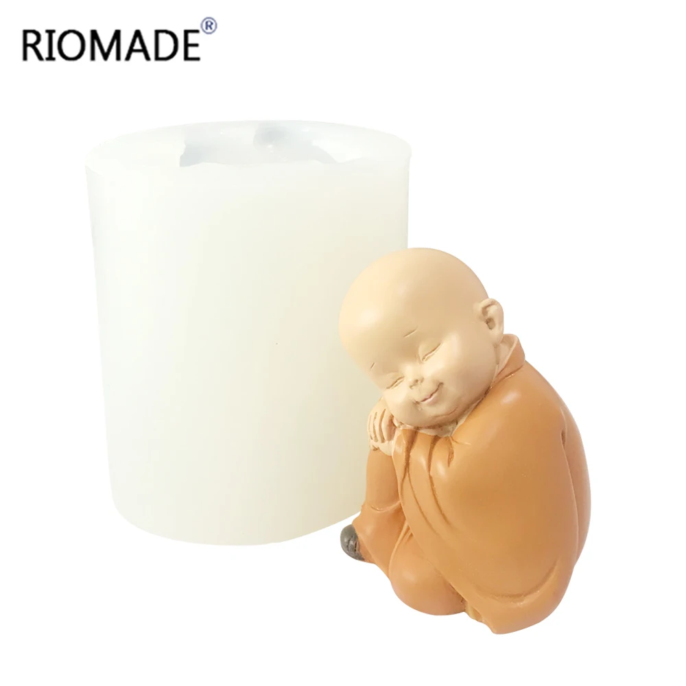 Monk Silicone Mold Creativity Cute Buddhist Monk Handmade Aromatherapy Candle Plaster Soap Making Mould Ornaments Decoration