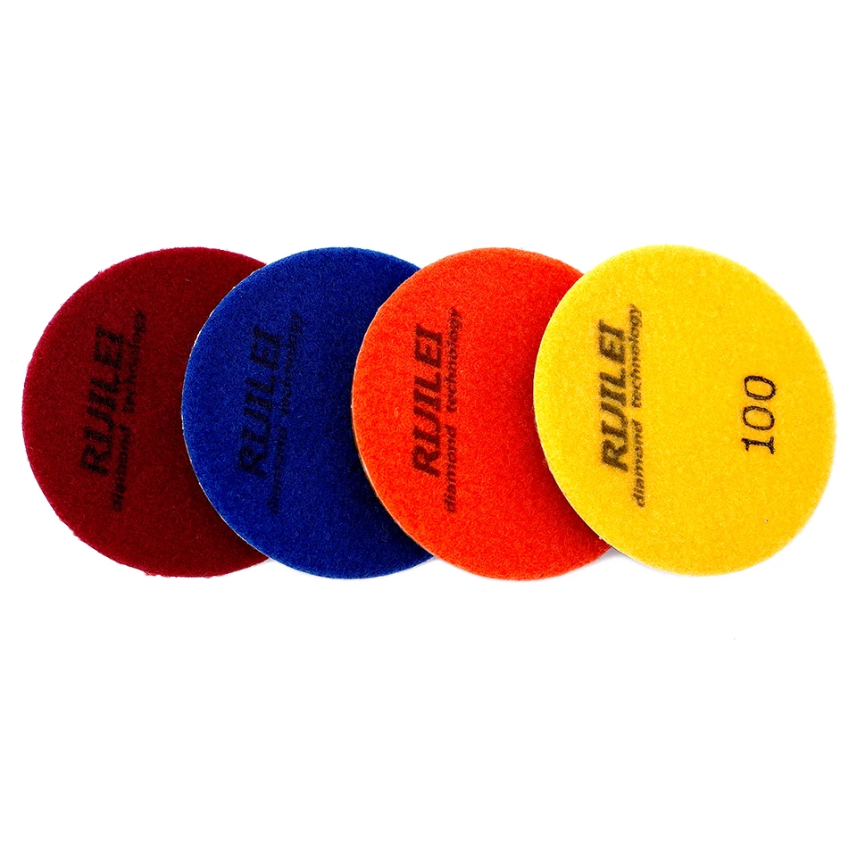 RIJILEI 4PCS 4 Inch Hybrid Copper Bond Rigid Diamond Polishing Pads For Grinding Granite Marble Concrete Floor Abrasive Disc