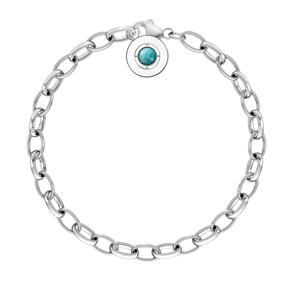 Niebieska zawieszka charms z łańcuszkiem ogniwowym bransoletki, 2019 jesień 925 Sterling Sliver prezent dla kobiet mężczyzn, styl europejski biżuteria, Fashion Accessorie Club — zdjęcie 2