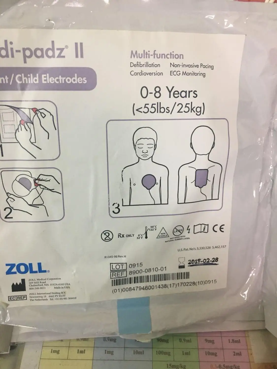 ل Zoll 8900-0802-01 ورقة القطب 8900-0810-01 أقطاب AED للأطفال والكبار المنتج الاستهلاكي لا تقبل العودة