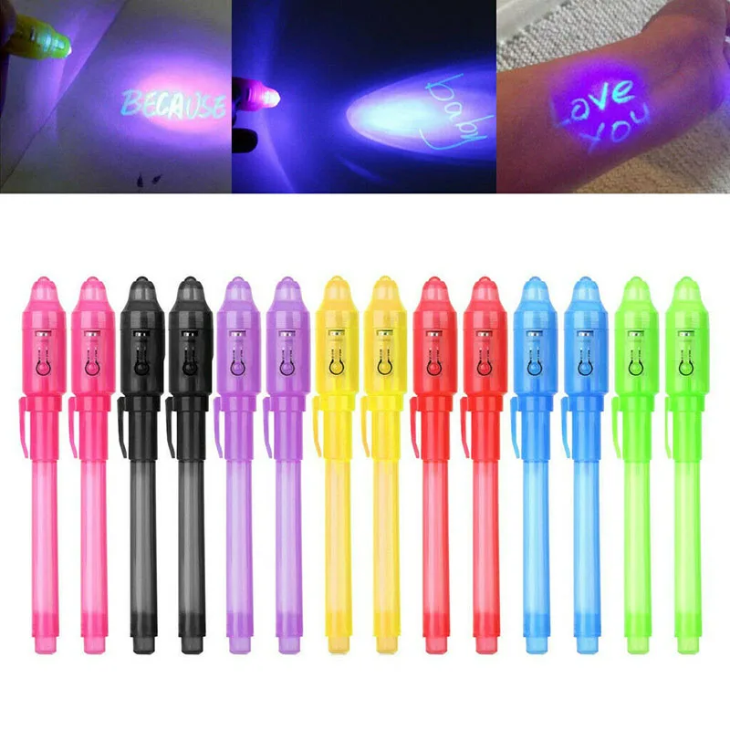 

2/4/8/14pcs UV Light Pen Invisible Magic Pencil Secret Fluorescent Pens Writing Pad Kids Child Drawing Painting Board markers