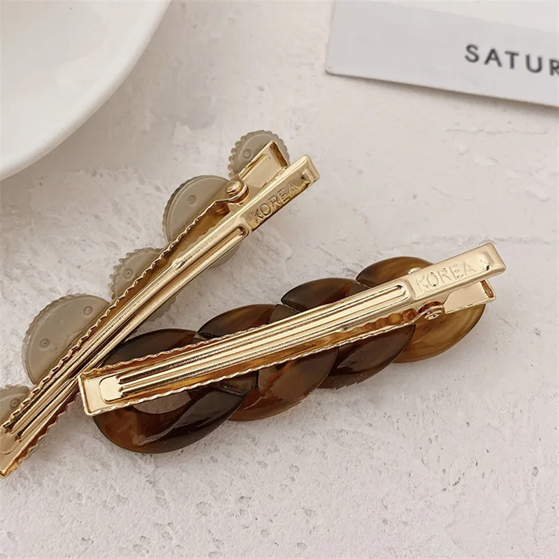 2Pcs/Set Korea Fashion Imitation Pearl Hairpins Women Vintage Acrylic Chain Hair Clips For Girls Hair Accessories Gifts Jewelry