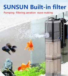 SUNSUN 4 In 1 Multi-function Aquarium Filter Internal Sponge Filter for Fish Tank Submersible Water Pump Wave Maker Air Aerator