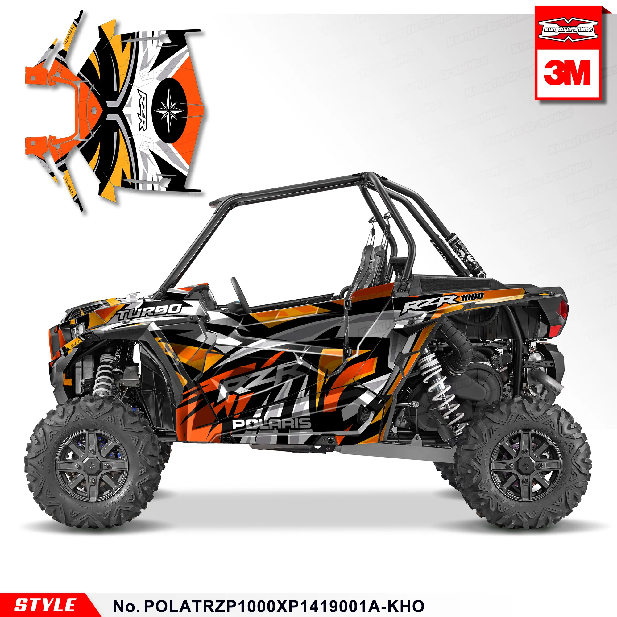 KUNGFU GRAPHICS Custom Decals UTV Stickers Complete Wrap Kit for Polaris TURBO RZR XP 1000 XP1000 2014 2015 2016 2017 2018