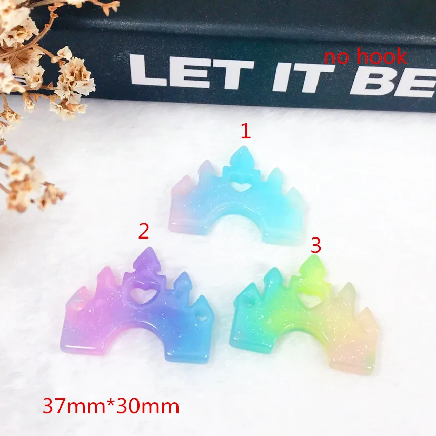 5pcs Castle Charms  Multicolor Flatback Resin For Necklace Keychain Pendant  DIY Making Accessories