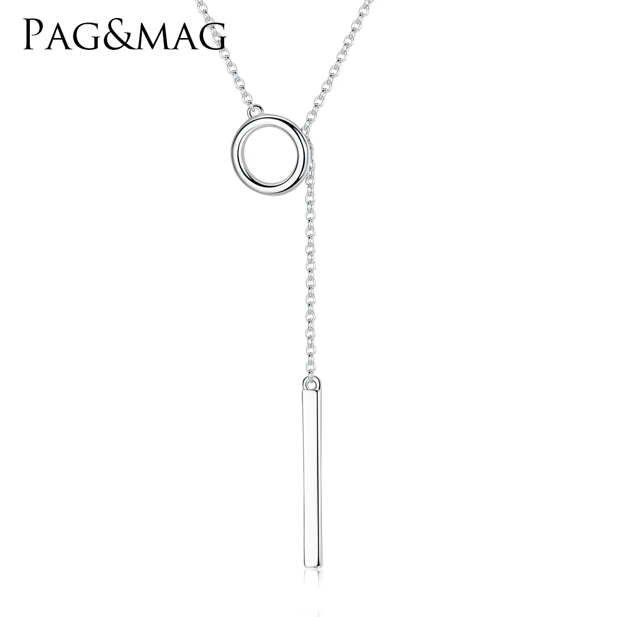 PAG & MAG S925 pure silver necklace, clavicle chain creative ring, small and fresh lady's decorative silve