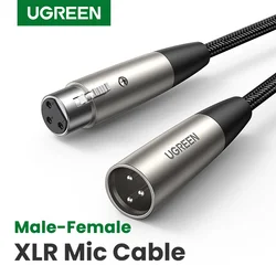 UGREEN XLR to XLR Mic Audio Cable Male to Female Microphone Extension Lead 3-Pin Neutrik XLR Balanced Audio Extender Cord