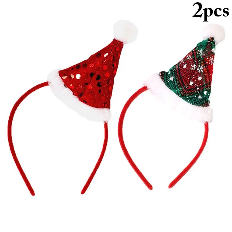 2Pcs/Set Christmas Headband Christmas Hat Decor Creative Cute Festival Headband Hair Hoop Hair Accessories Party Supplies