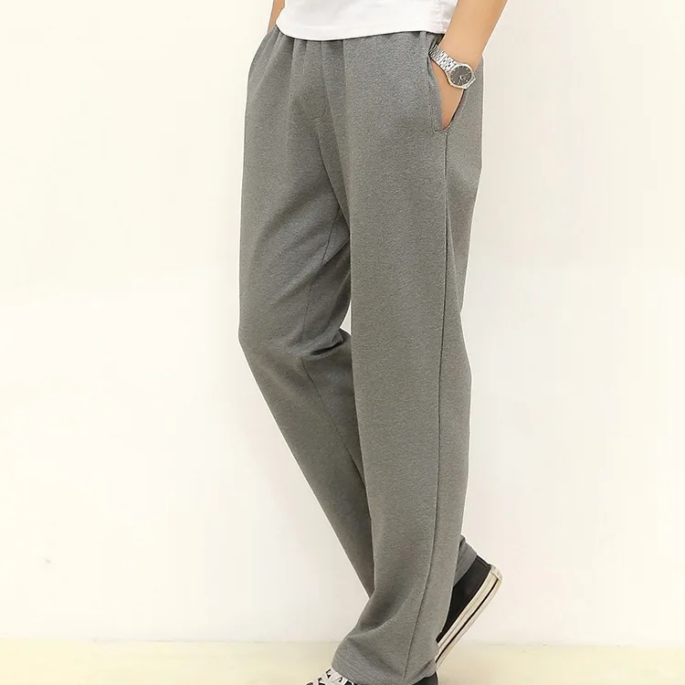 Plus Size 7XL 100%Cotton Straight Pants Men Casual Super Loose Trousers Elastic Autumn Male Sweatpants Gray Men's Jogger Pants