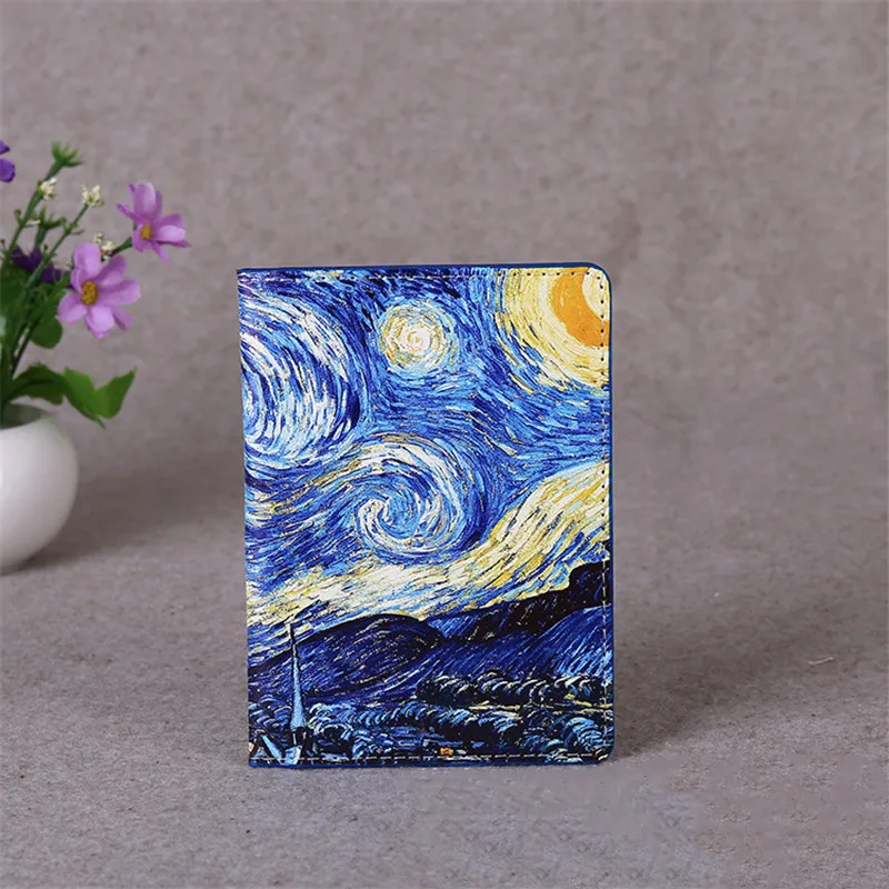 Starry Sky Passport Cover Women Men Pu Leather Travel Wallet Color Landscape Passport Holder High Quatity Case for Passports