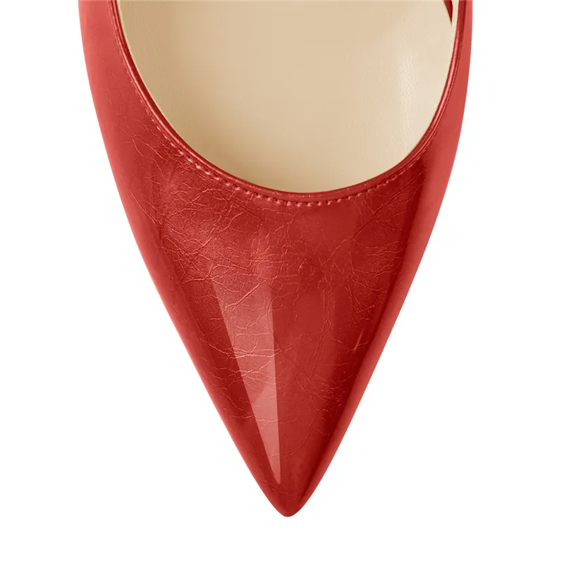Onlymaker Women Red Slingback Ankle Strap Pumps Pointed Toe Stiletto 10CM High Heel Cut-Out Party Dress Shoes Plus US5~US15