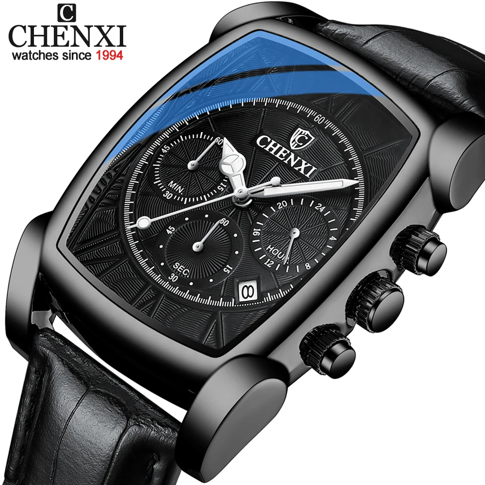 

CHENXI New Top Brand Luxury Watch Men Quartz Waterproof Sport Chronograph Clock Male Business Date Calendar Leather Wristwatch