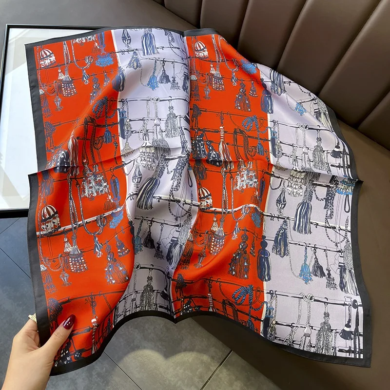 

Medium Square 100% Silk Bandana Scarf Neckerchief Women Fashion Print Head Scarves for Hair Wrapping 26"x26"