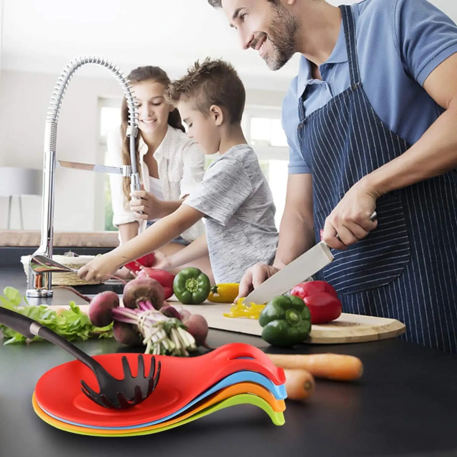 1Pcs Silicone Spoon Rest Cooking Utensil Rest Kitchen Stuff Ladle Spoon Mat Holder Home Gadgets For Convenience Mats