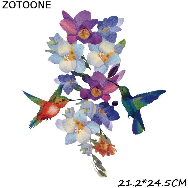 ZOTOONE Cartoon Bird Flower Patch Ironing Applique Animal Stickers for Clothing Thermo Transfers for Kids Patches for T-shirt D