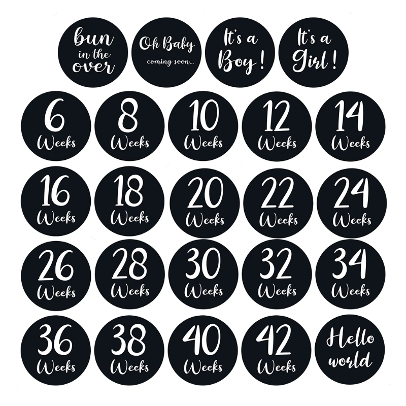 

24Pcs/Set Newborn Baby Monthly Stickers Baby Pregnant Monthly Photograph Sticker M76C