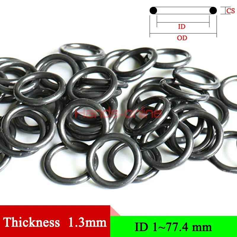 Thickness 1.3mm Rubber Ring Sealing O Ring O-Ring Seal Gasket Oil Washer Gaskets ID 1-77.4mm/0.039-3.047inch o rings seal