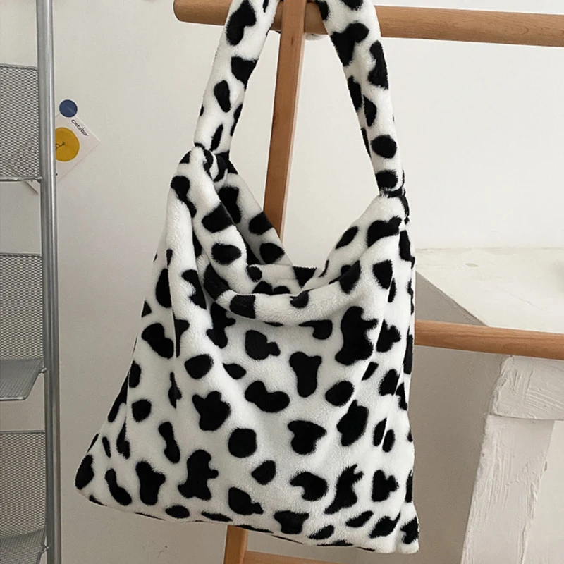 Winter neue Plüsch Umhängetasche weibliche Tier muster Umhängetasche warme Wolle Umhängetasche große Kapazität Eimer Handtasche – Detail 17