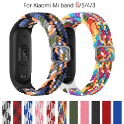 Bracelet for Mi band 7 6 Strap Elastic adjustable Nylon Braided Miband7 6 5 4 correa Wristband for xiaomi Mi band 7 4 5 6 strap