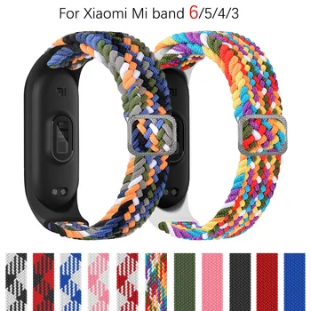 צמיד עבור Mi band 7 6 רצועת גומי מתכווננת מצופה ניילון Miband7 6 5 4 רצועת מפרקים עבור xiaomi Mi band 7 4 5 6