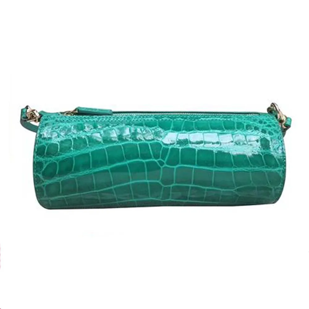 yongliang new  crocodile  highlights  Bright skin  Female bag  fashion  personality  Single shoulder bag women bag Cylinder bag