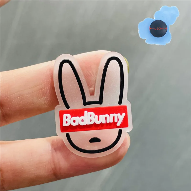 1Pcs Luminous Bad Bunny Rabbit Planet PVC Shoe Charms Noctilucent Star Glowing Shoe Accessories DIY Wristband Kid Gift