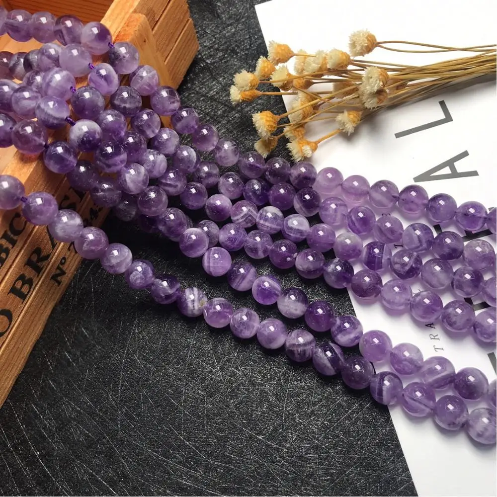 Wholesale High quality Dream purple natural Stone 4mm 6mm 8mm 10mm Beads Pick Size Loose Bead For Making DIY bracelets Jewelry