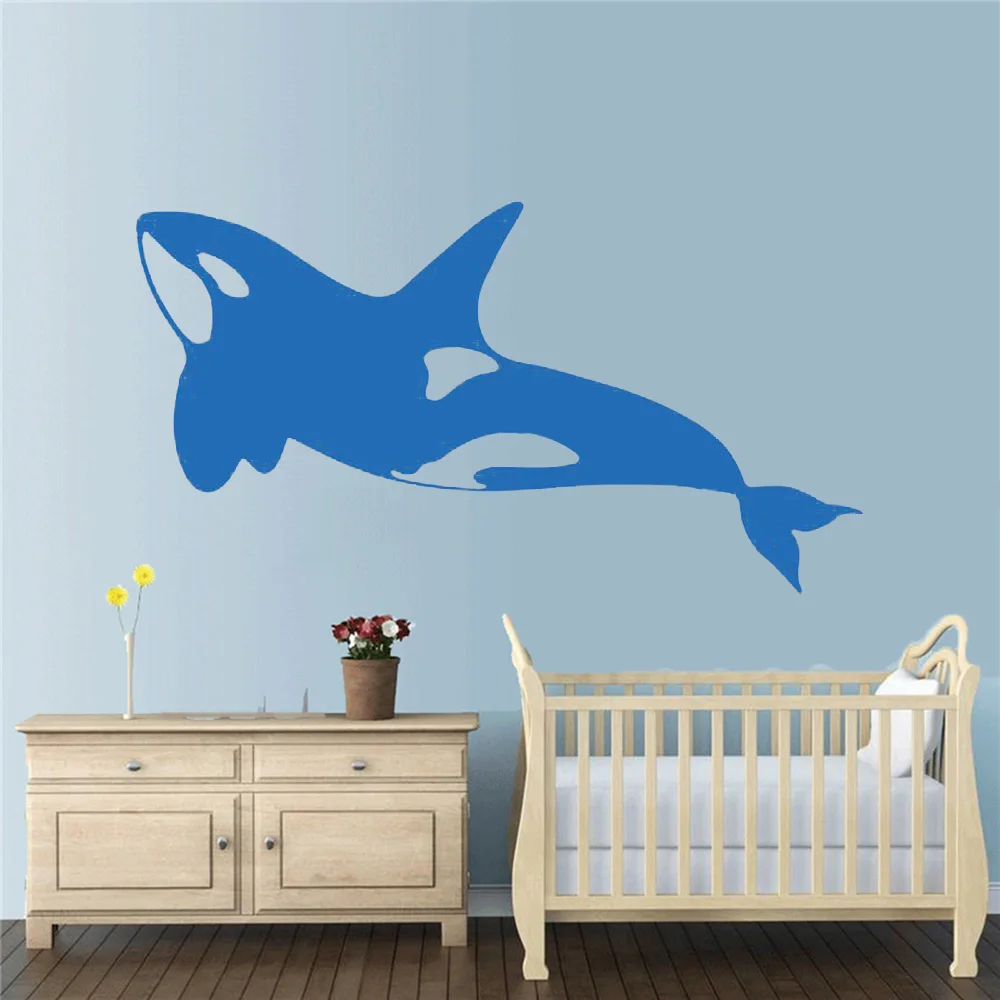 Large Whale Wall Sticker Bathroom Wall Decor Cute Orca Sea Animals Vinyl Wall Decals For Nursery Baby Bedroom Decoration Y581