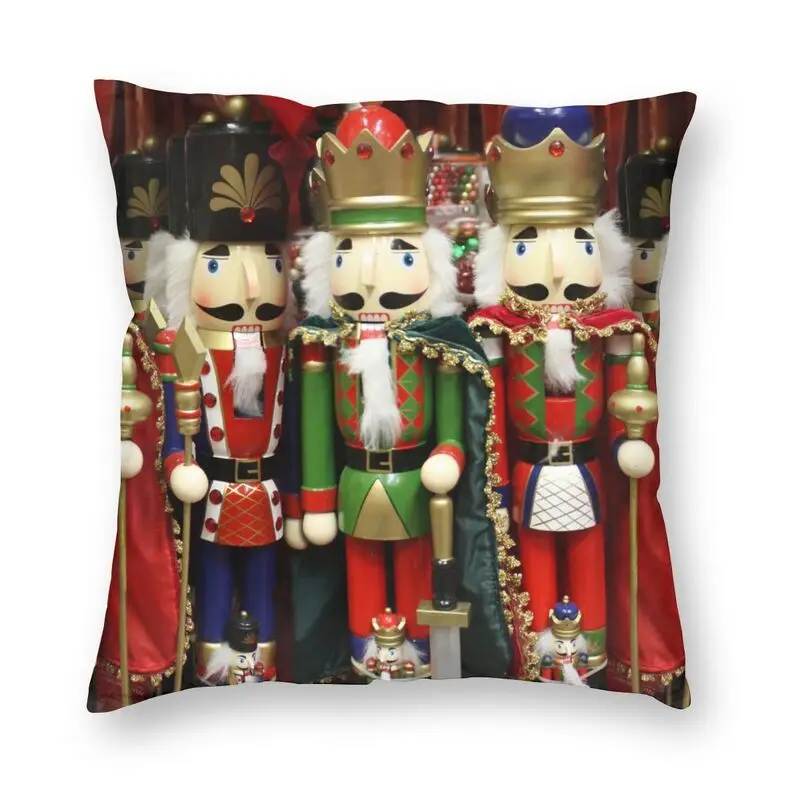 

Custom Nutcracker Soldiers Square Pillow Cover Home Decorative 3D Double Side Printing Christmas Presents Cushion Cover for Sofa