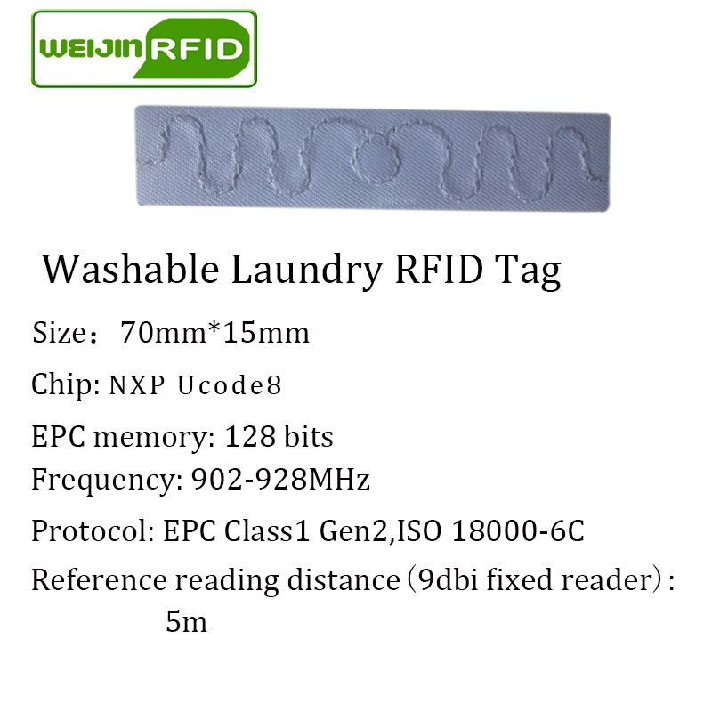 UHF RFID tag lavanderia Lavabile resistente al calore hotel di Lino abbigliamento 902-928MHZ NXP UCode8 EPC Gen2 6C smart carta di tag RFID passivi