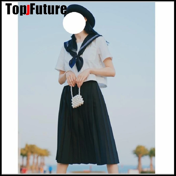 Schwarz schule einheitliche Japanischen student uniform JK Uniform anzug sommer anzug orthodoxe sailor anzug plissee rock klasse anzug