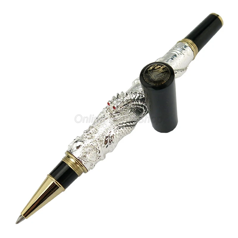 

Элегантная ручка Jinhao с рисунком дракона и облака, большая ручка с гравировкой в старинном сером стиле, ручка для письма с тиснением, подарок
